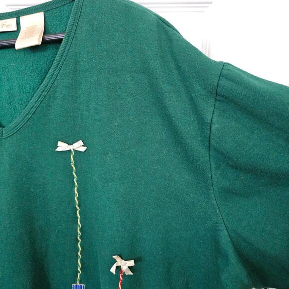 Vintage Bobbie Brooks Woman Plus Christmas Sweatshirt 26/28W Beaded Sequins - Picture 7 of 9